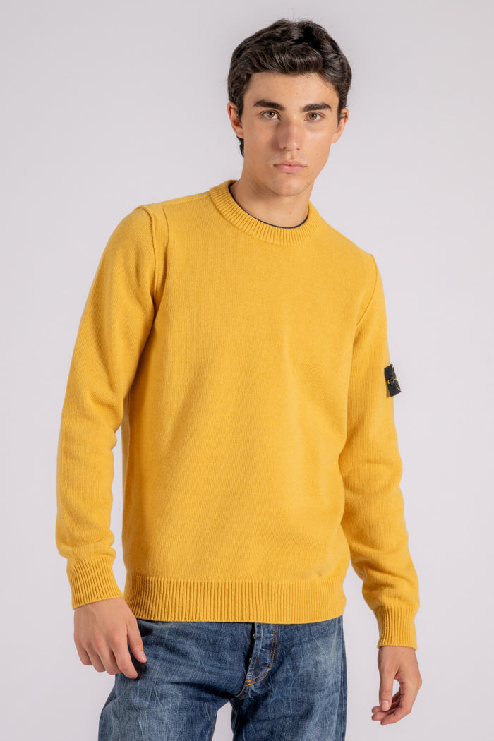  Stone Island Crew Neck Sweater Wool/polyamide Yellow Giallo Uomo - 5