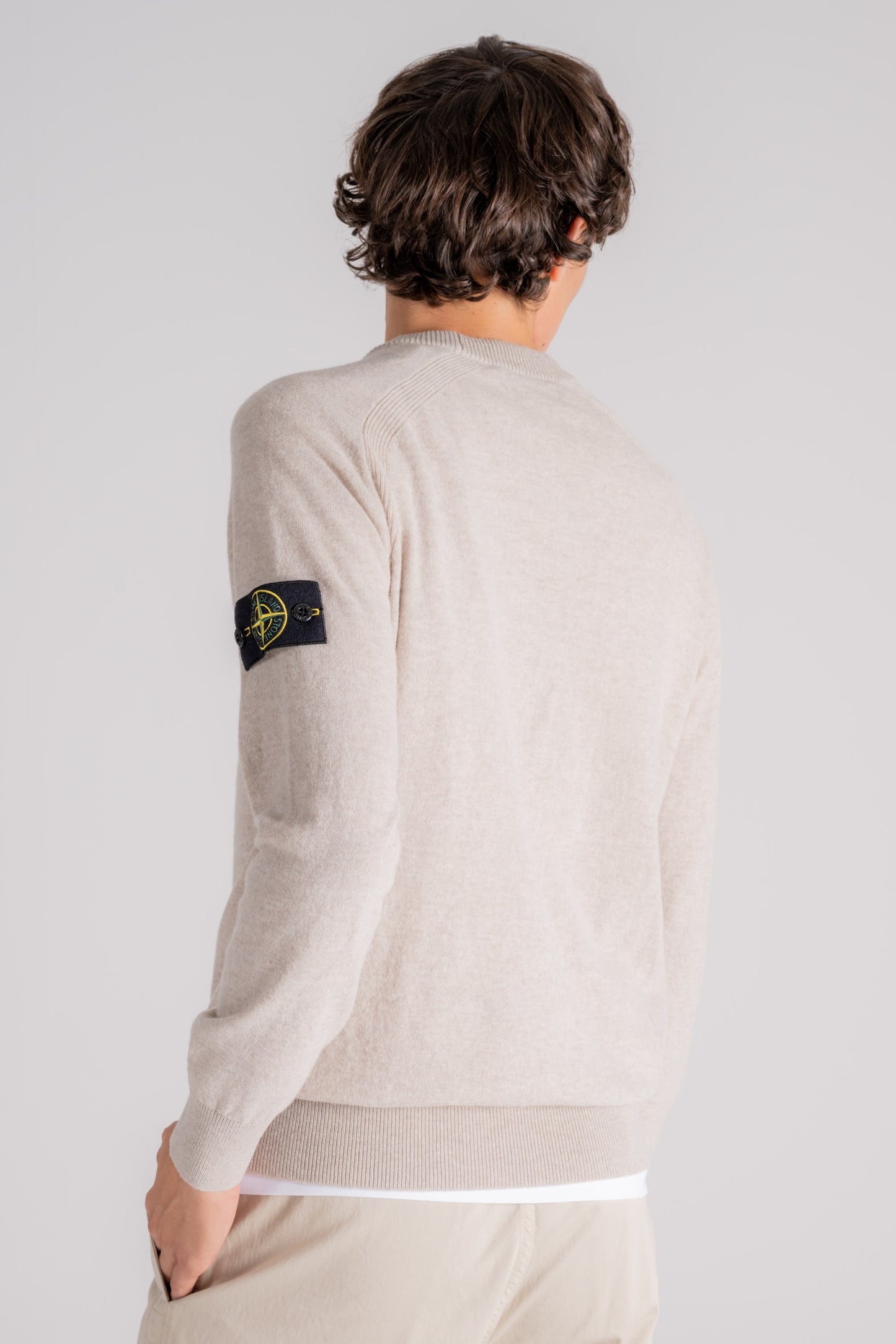  Stone Island Crewneck Sweater 100% Virgin Wool Grey Beige Uomo - 4