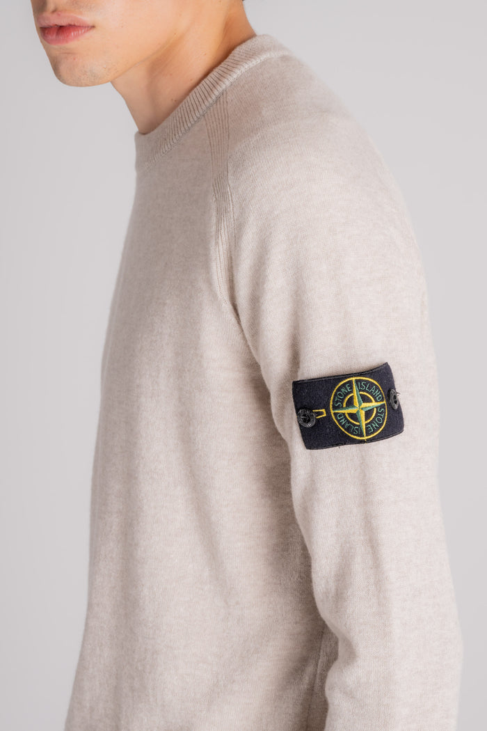  Stone Island Crewneck Sweater 100% Virgin Wool Grey Beige Uomo - 5