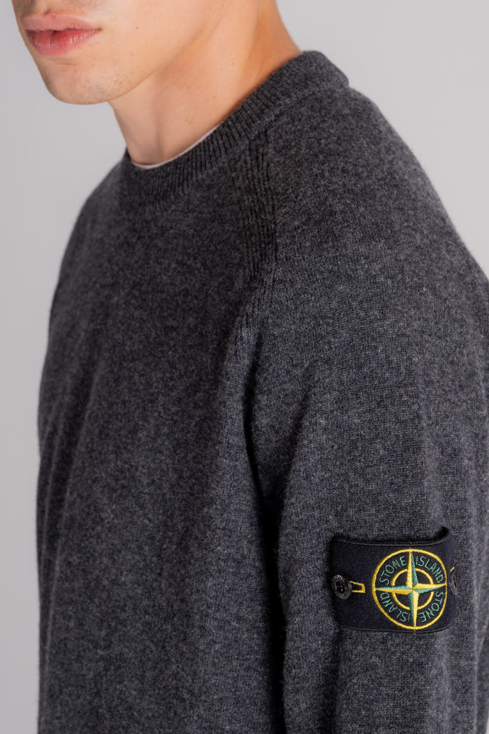  Stone Island Virgin Wool Crewneck Sweater Grigio Uomo - 5