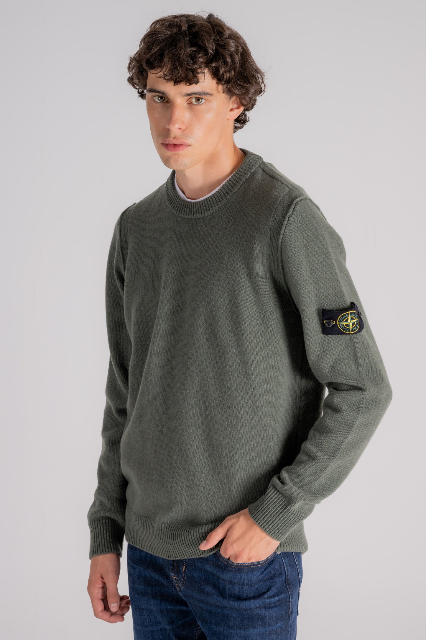  Stone Island Crew Neck Sweater Wool/polyamide Green Verde Uomo - 1