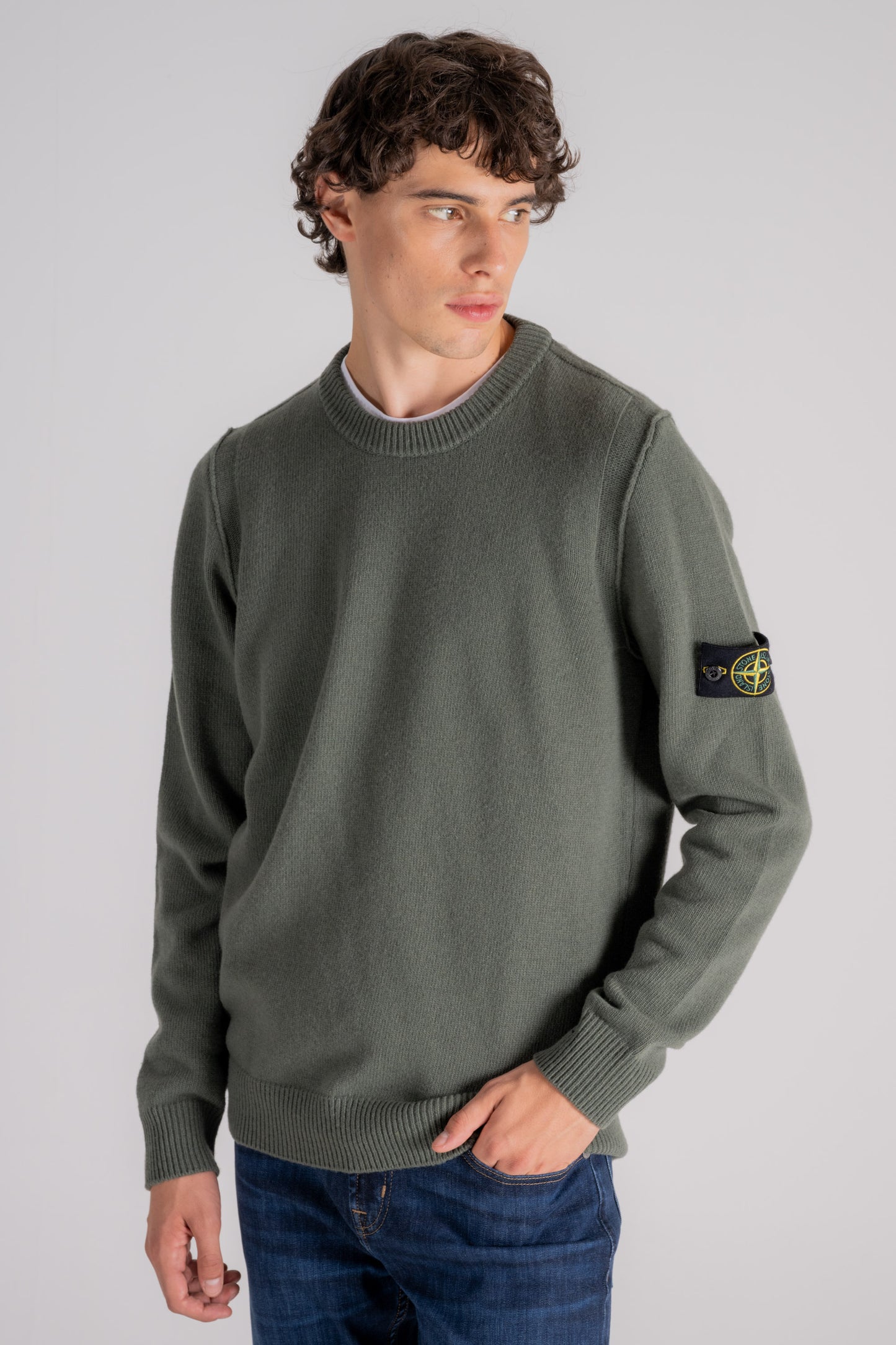  Stone Island Crew Neck Sweater Wool/polyamide Green Verde Uomo - 2