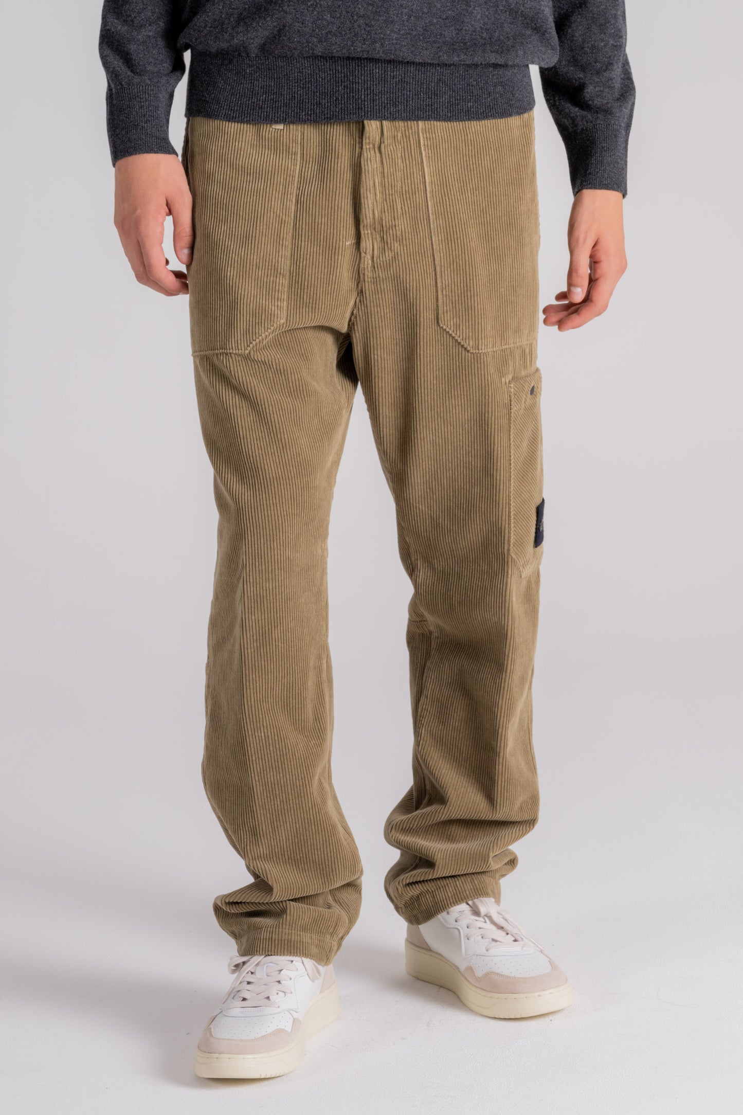  Stone Island Regular Fit Green Cotton Pants Beige Uomo - 1