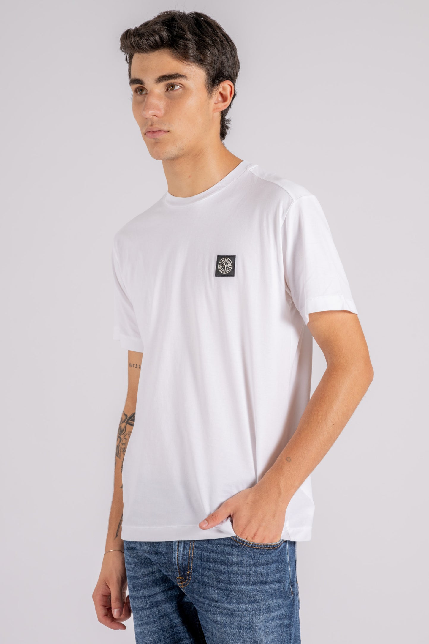  Stone Island T-shirt 100% Cotton White Bianco Uomo - 2