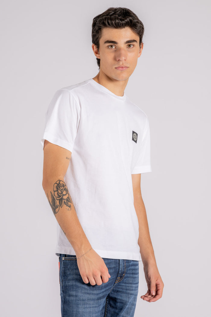  Stone Island T-shirt 100% Cotton White Bianco Uomo - 3