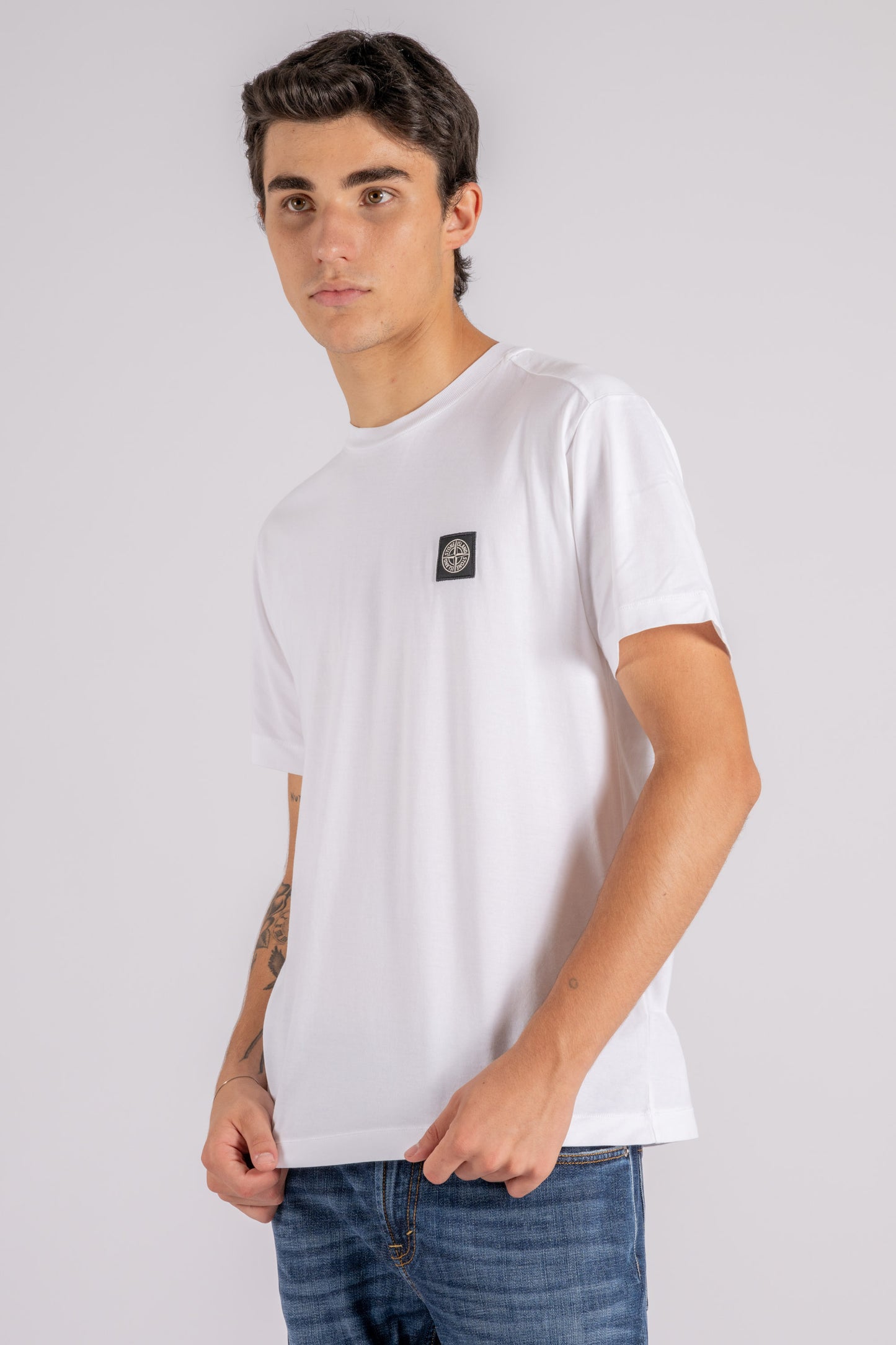  Stone Island T-shirt 100% Cotton White Bianco Uomo - 4