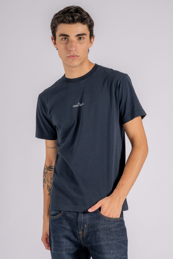 Stone Island T-Shirt 100% Cotton Blue-2