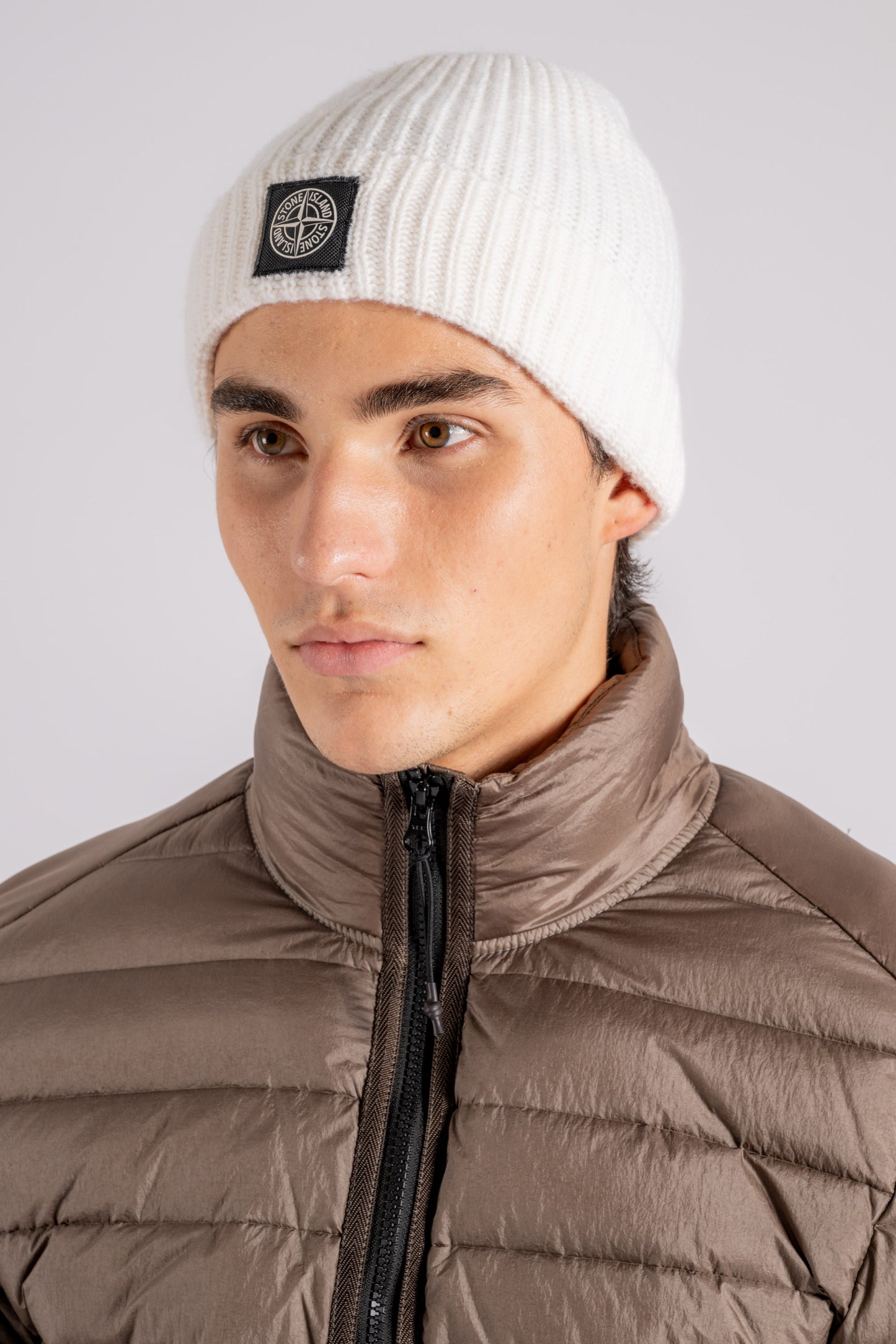  Stone Island Virgin Wool White Beanie Bianco Uomo - 1