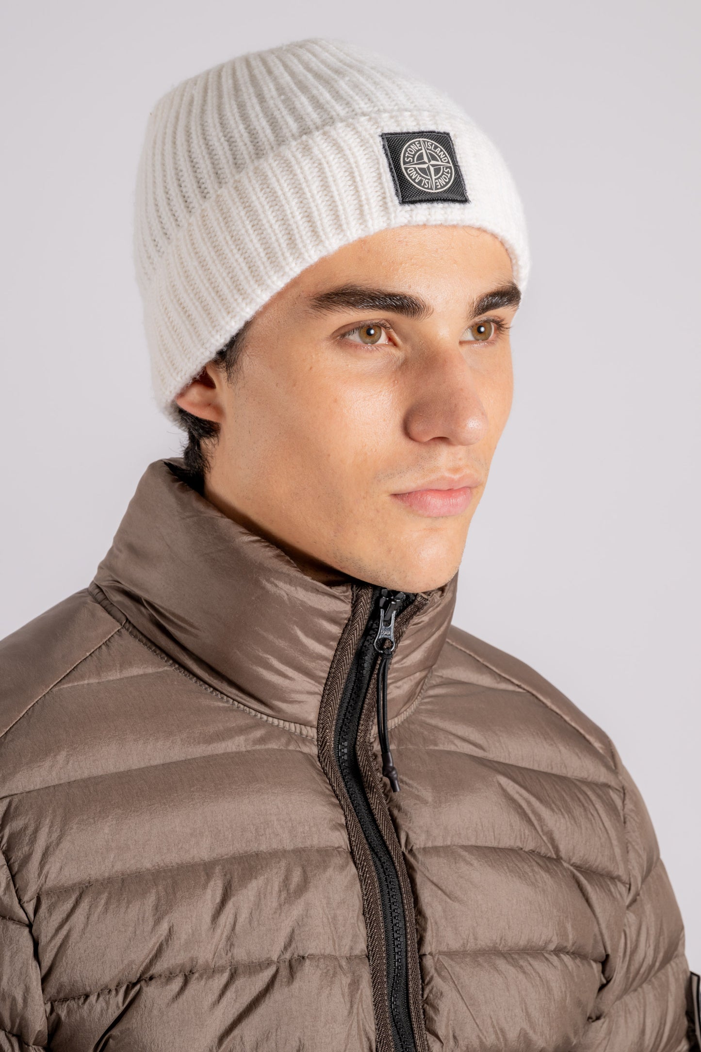  Stone Island Virgin Wool White Beanie Bianco Uomo - 2