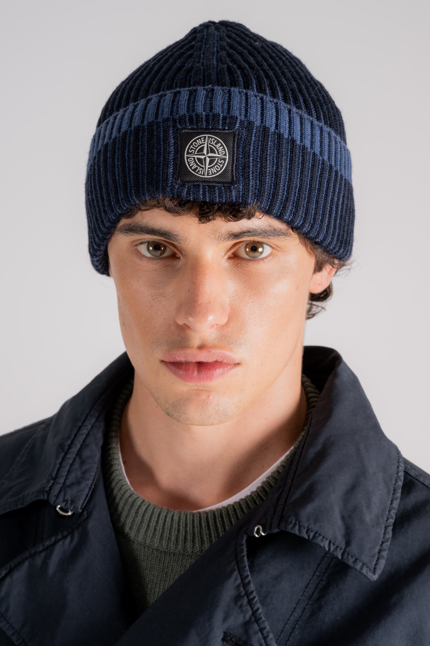  Stone Island Hat 100% Virgin Wool Blue Blu Uomo - 1