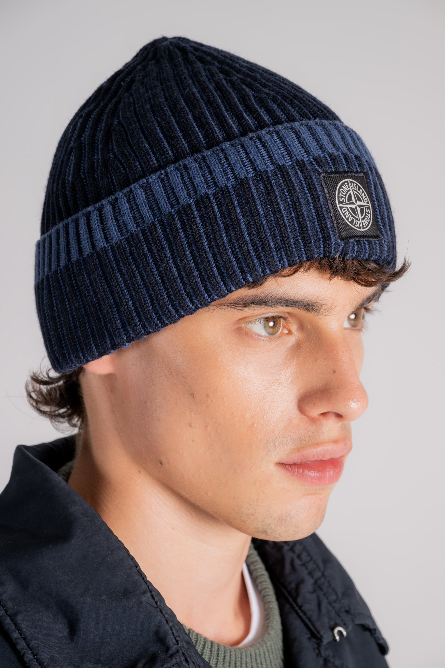  Stone Island Hat 100% Virgin Wool Blue Blu Uomo - 2