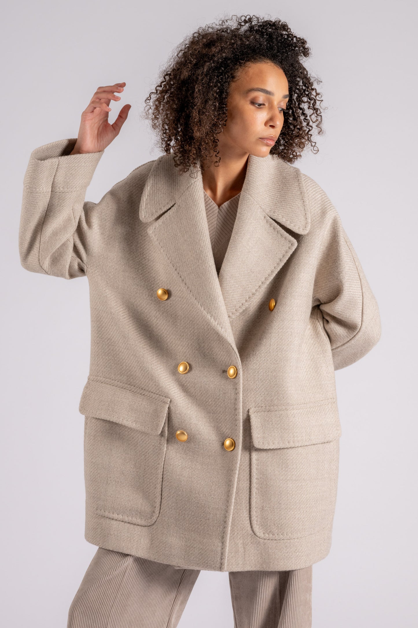  Tagliatore 0205 Coat 100% Virgin Wool Beige Beige Donna - 2