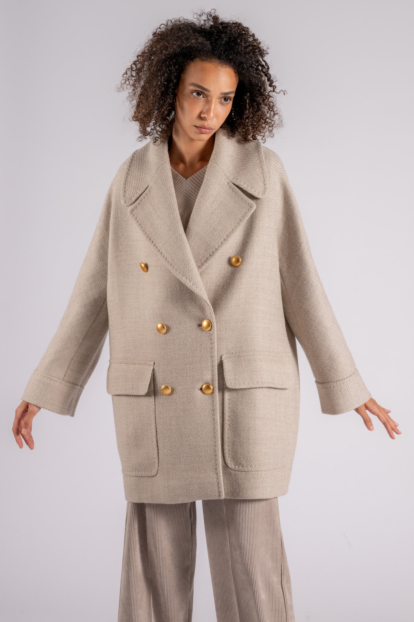  Tagliatore 0205 Coat 100% Virgin Wool Beige Beige Donna - 3