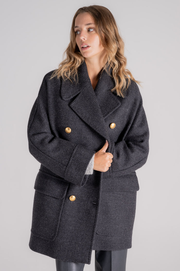 Tagliatore 0205 Cappotto 100% Lana Vergine Nero