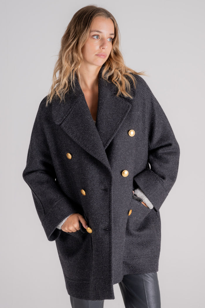 Tagliatore 0205 Cappotto 100% Lana Vergine Nero-2