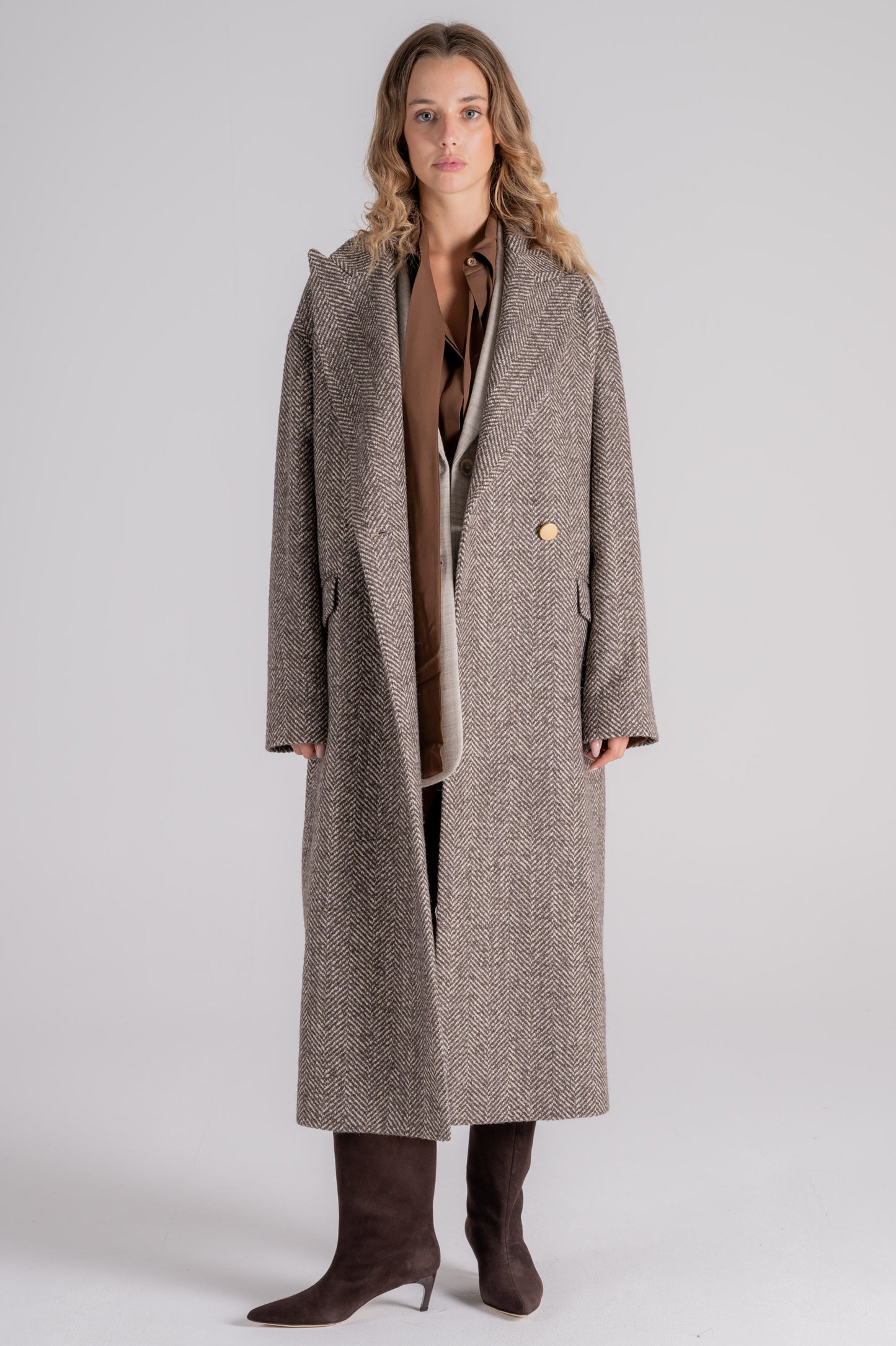  Tagliatore 0205 Coat 50% Wool 25% Acrylic 17% Polyester 8% Polyamide Marrone Donna - 1