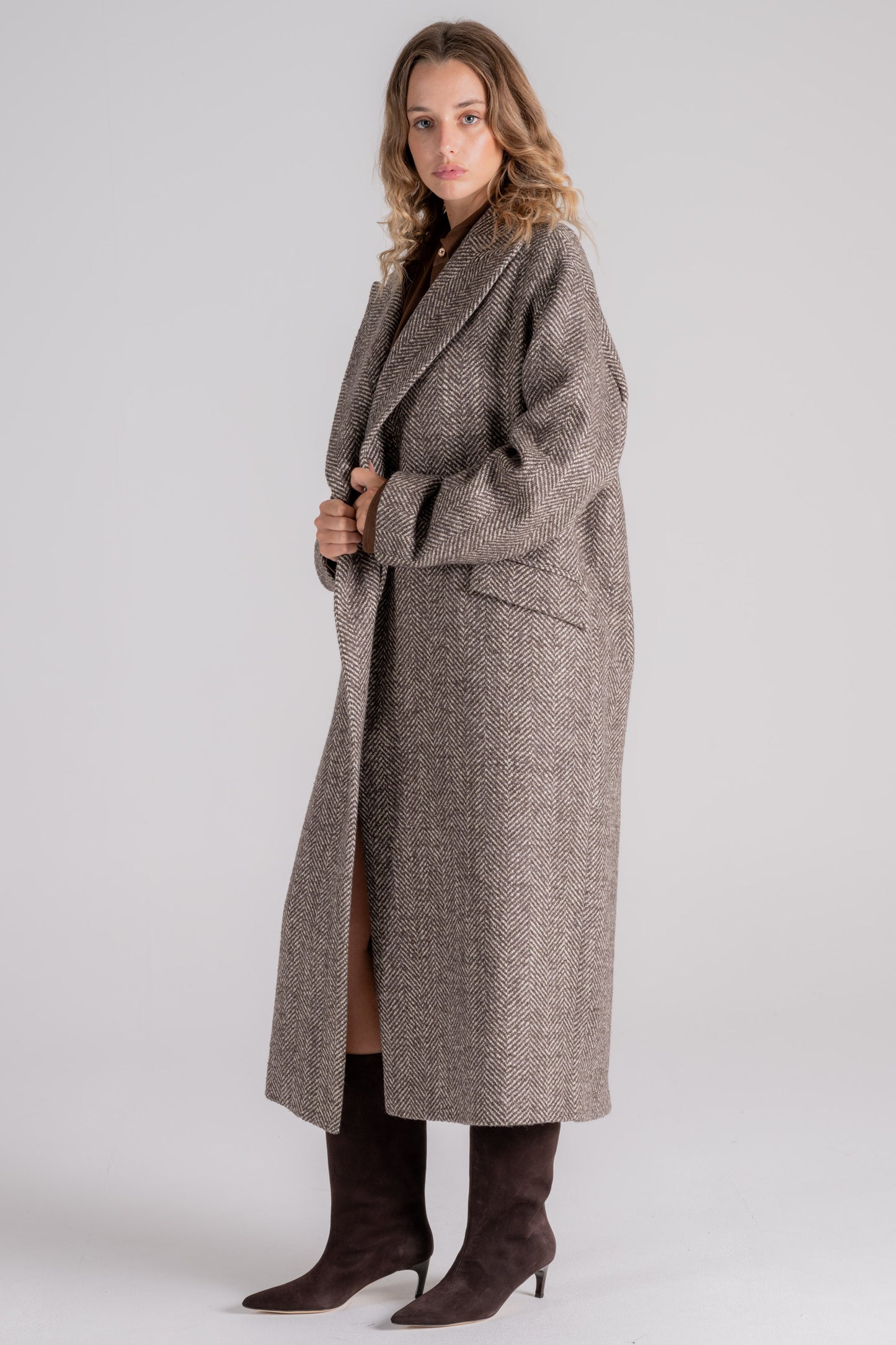  Tagliatore 0205 Coat 50% Wool 25% Acrylic 17% Polyester 8% Polyamide Marrone Donna - 2