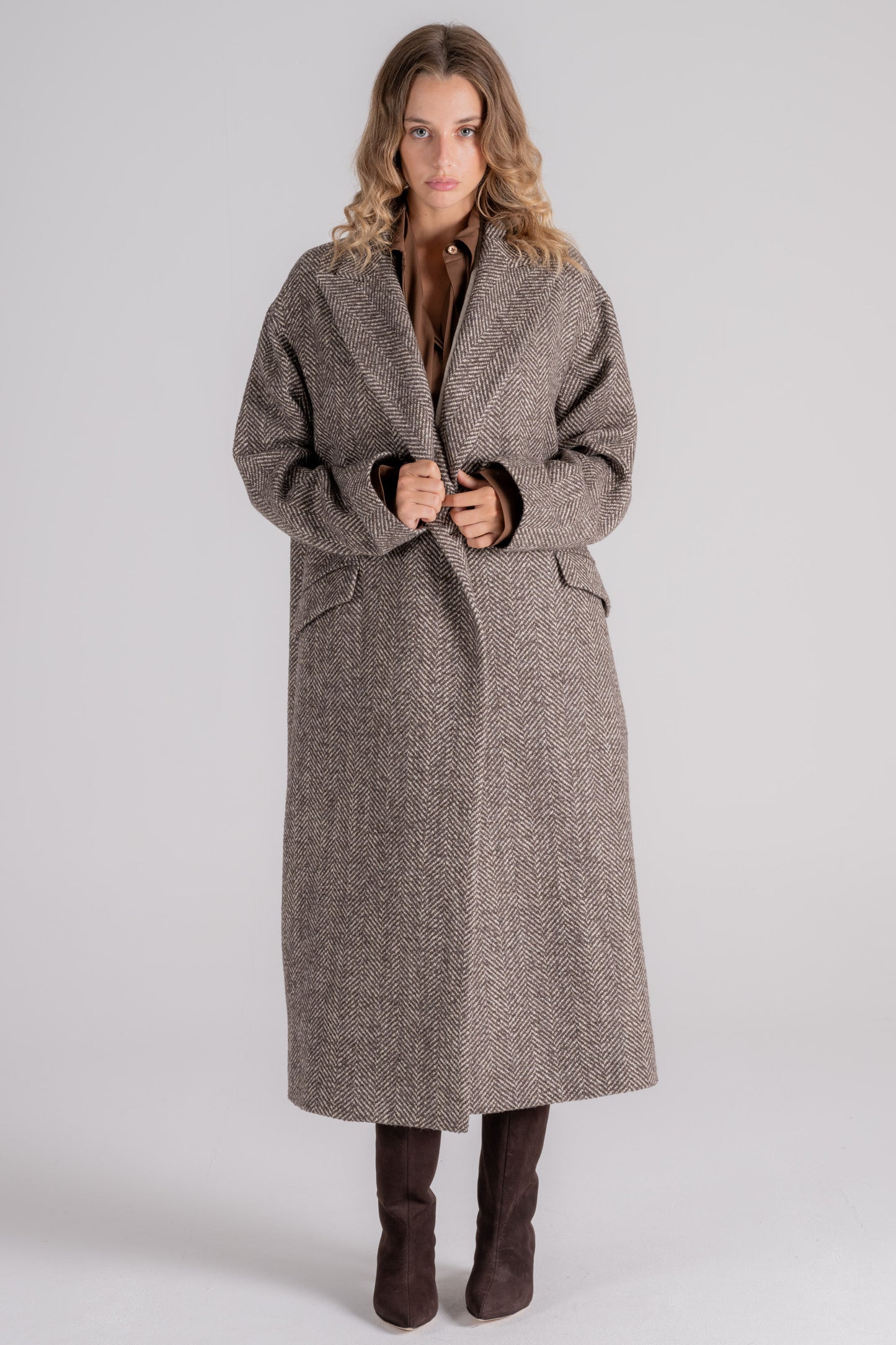  Tagliatore 0205 Coat 50% Wool 25% Acrylic 17% Polyester 8% Polyamide Marrone Donna - 3