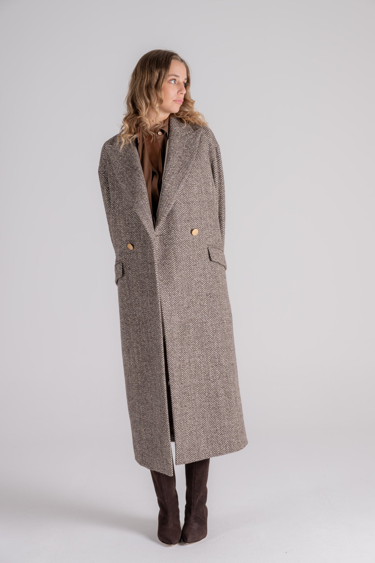  Tagliatore 0205 Coat 50% Wool 25% Acrylic 17% Polyester 8% Polyamide Marrone Donna - 5