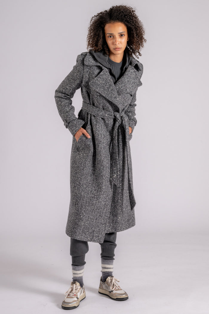 Tagliatore 0205 Virgin Wool/Nylon/Polyester Grey Coat-2