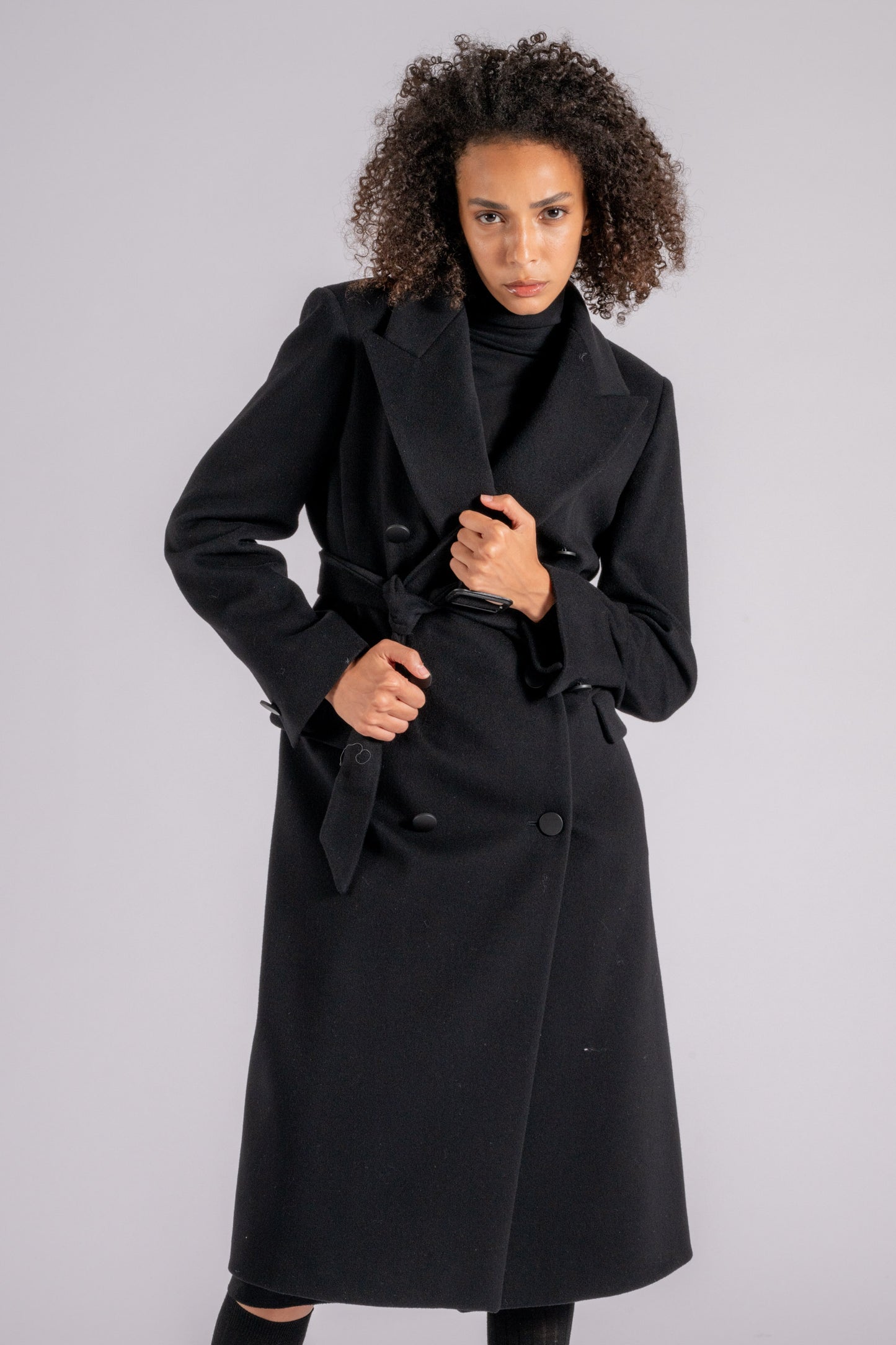  Tagliatore 0205 Virgin Wool/cashmere Black Coat Nero Donna - 1