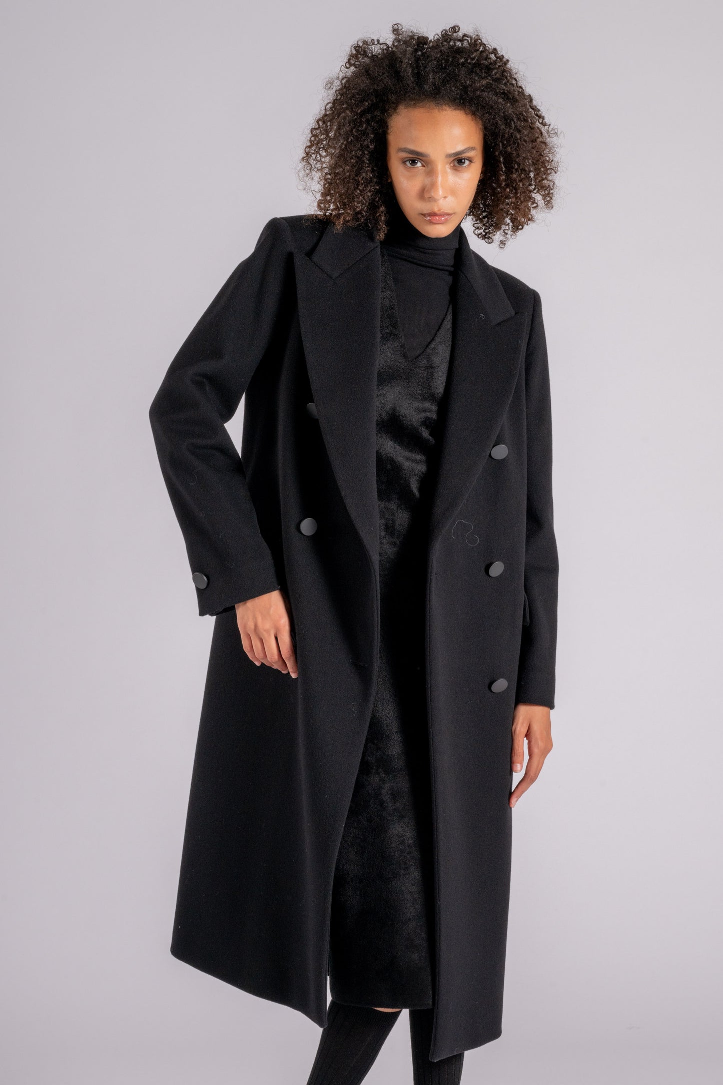  Tagliatore 0205 Virgin Wool/cashmere Black Coat Nero Donna - 2