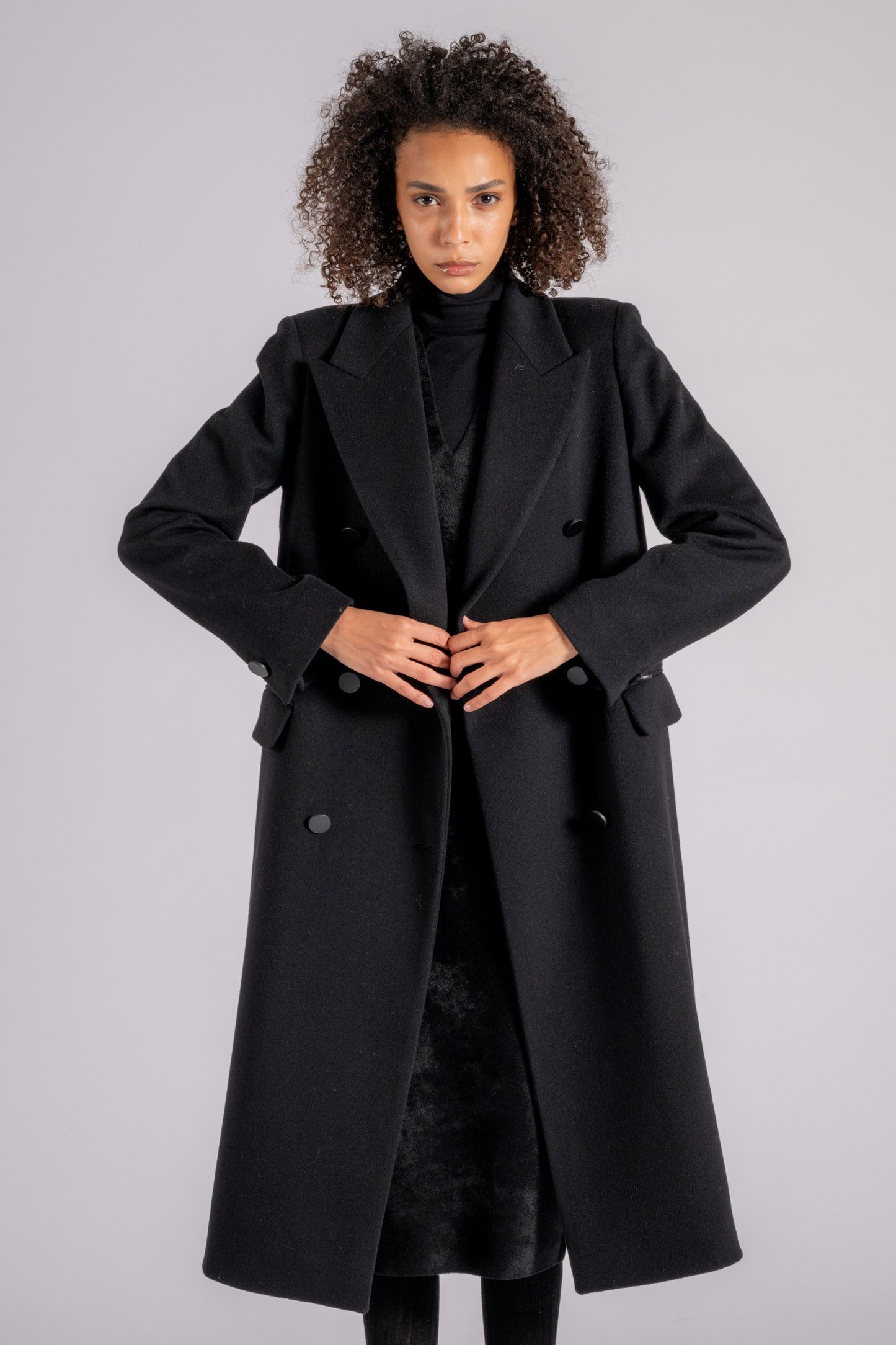  Tagliatore 0205 Virgin Wool/cashmere Black Coat Nero Donna - 3