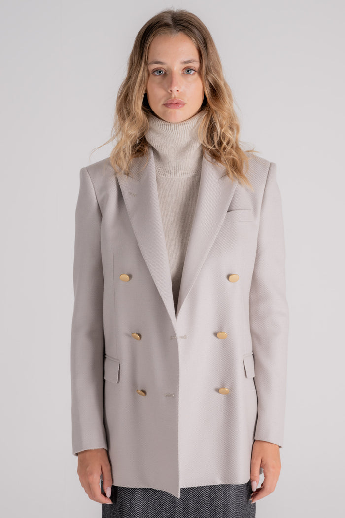 Tagliatore 0205 Beige Jacket in Virgin Wool/Polyamide/Elastane