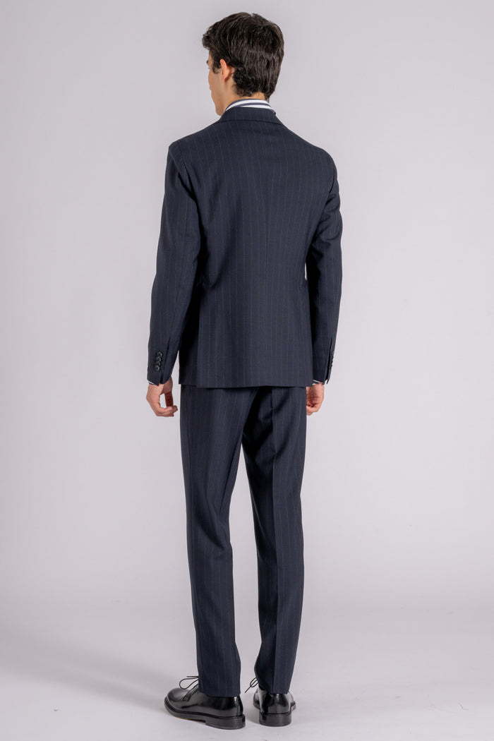  Tagliatore Blue Suit 100% Wv Pinstriped Blu Uomo - 3