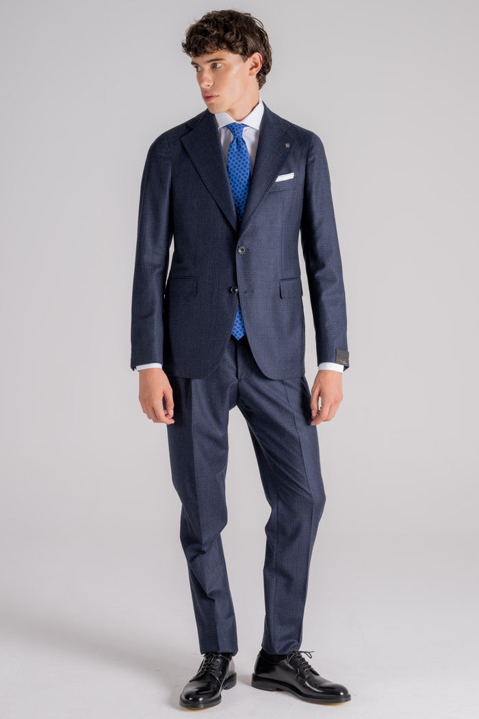  Tagliatore Suit Pinolerario Virgin Wool Super 110s Blue Blu Uomo - 4