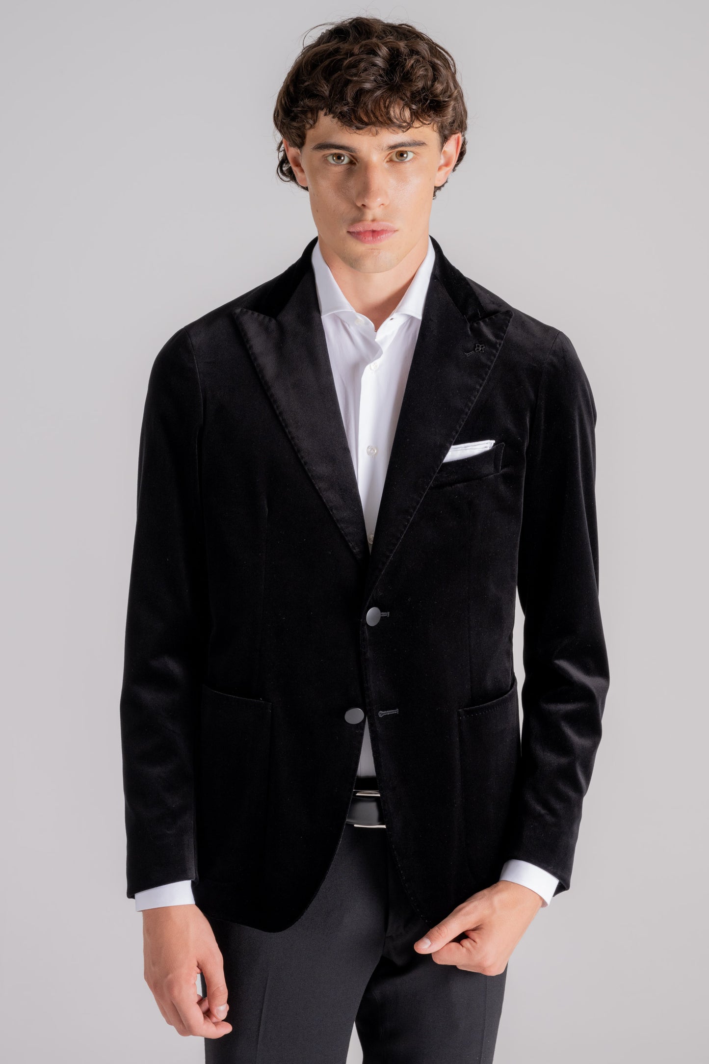  Tagliatore Smooth Velvet Jacket Black Nero Uomo - 1