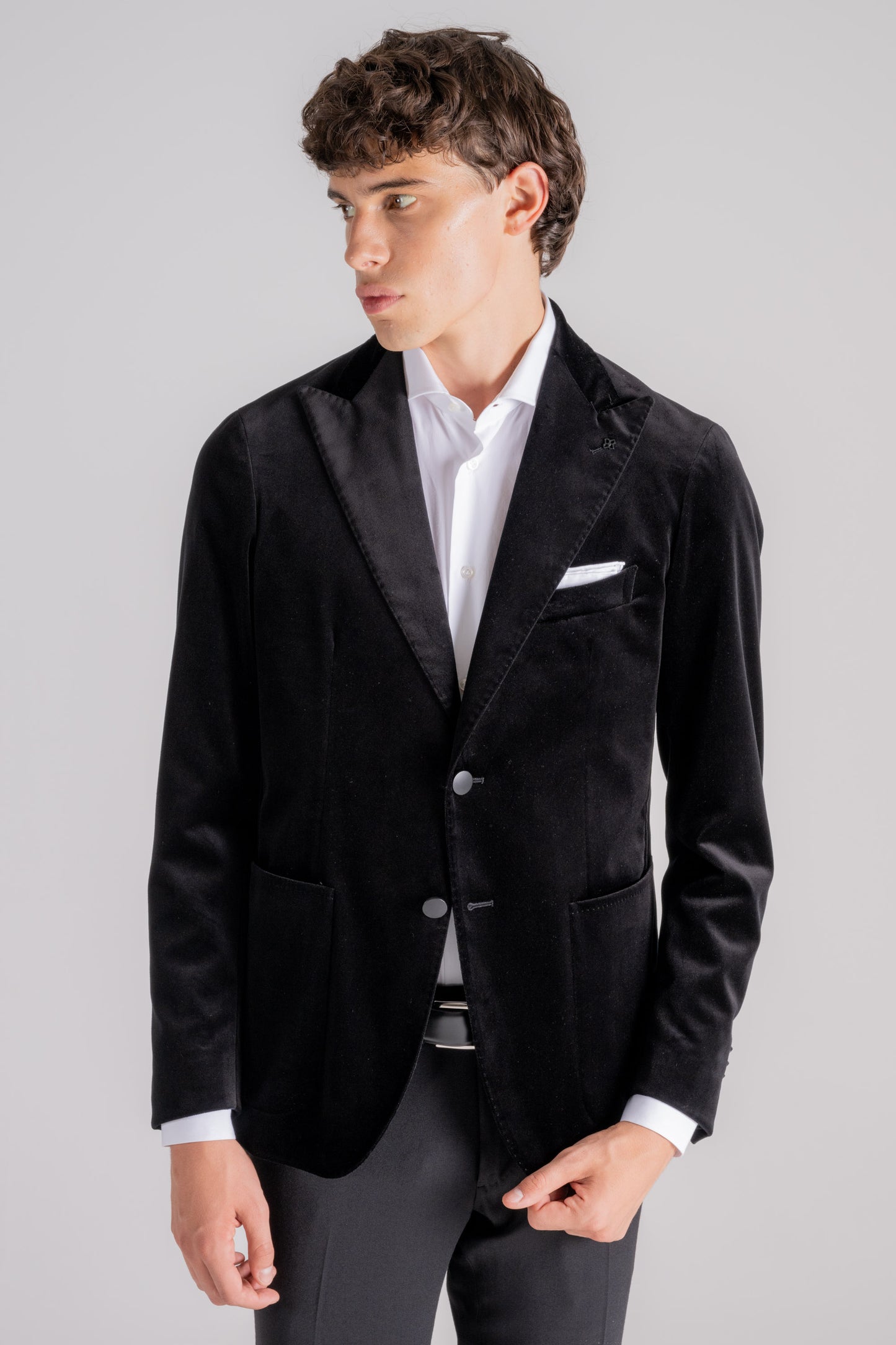  Tagliatore Smooth Velvet Jacket Black Nero Uomo - 2