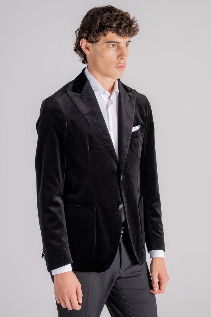  Tagliatore Smooth Velvet Jacket Black Nero Uomo - 3