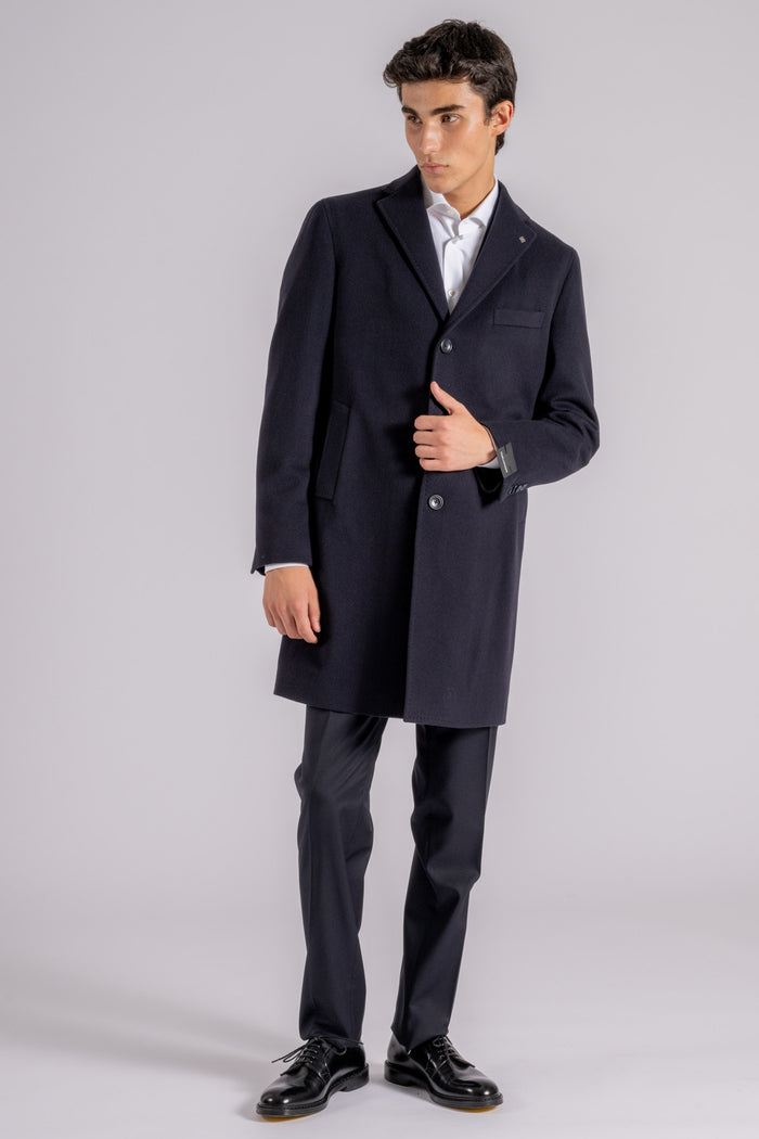 Tagliatore Men's Blue Virgin Wool/Cashmere Coat-2