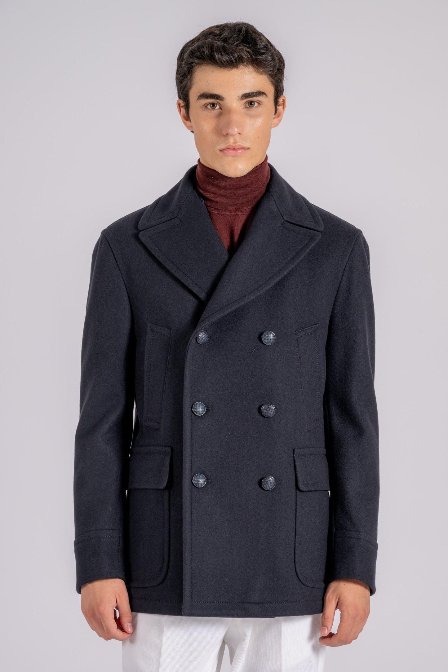  Tagliatore Blue Wool Overcoat, Polyamide And Cashmere Blu Uomo - 1