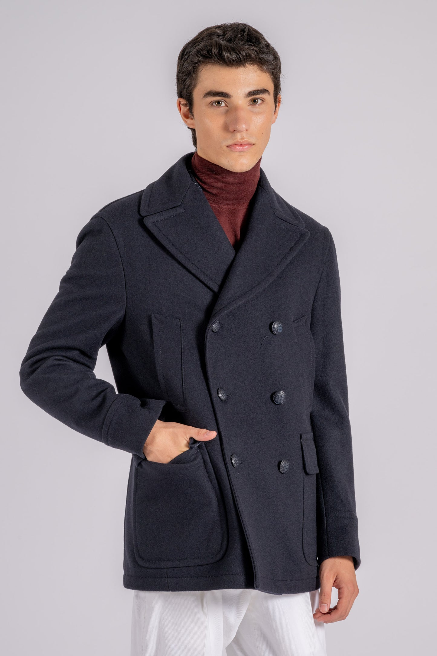  Tagliatore Blue Wool Overcoat, Polyamide And Cashmere Blu Uomo - 2