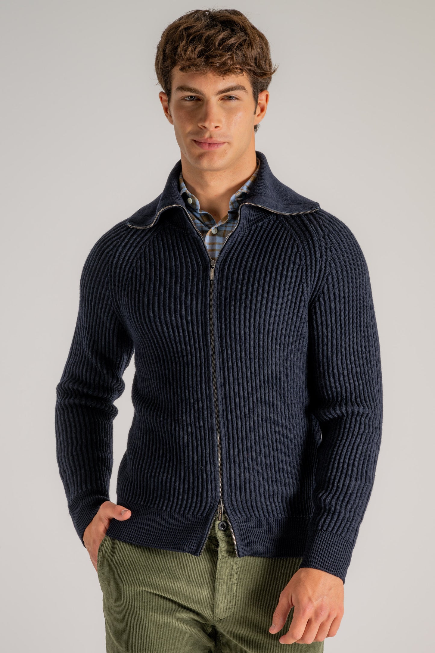  Zanone Maglia Full Zip Blu Blu Uomo - 2