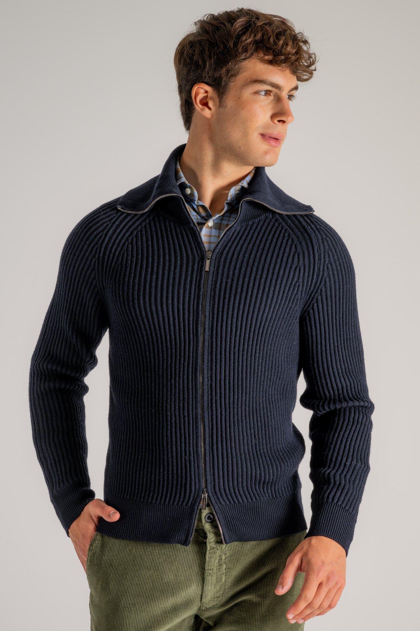  Zanone Maglia Full Zip Blu Blu Uomo - 3