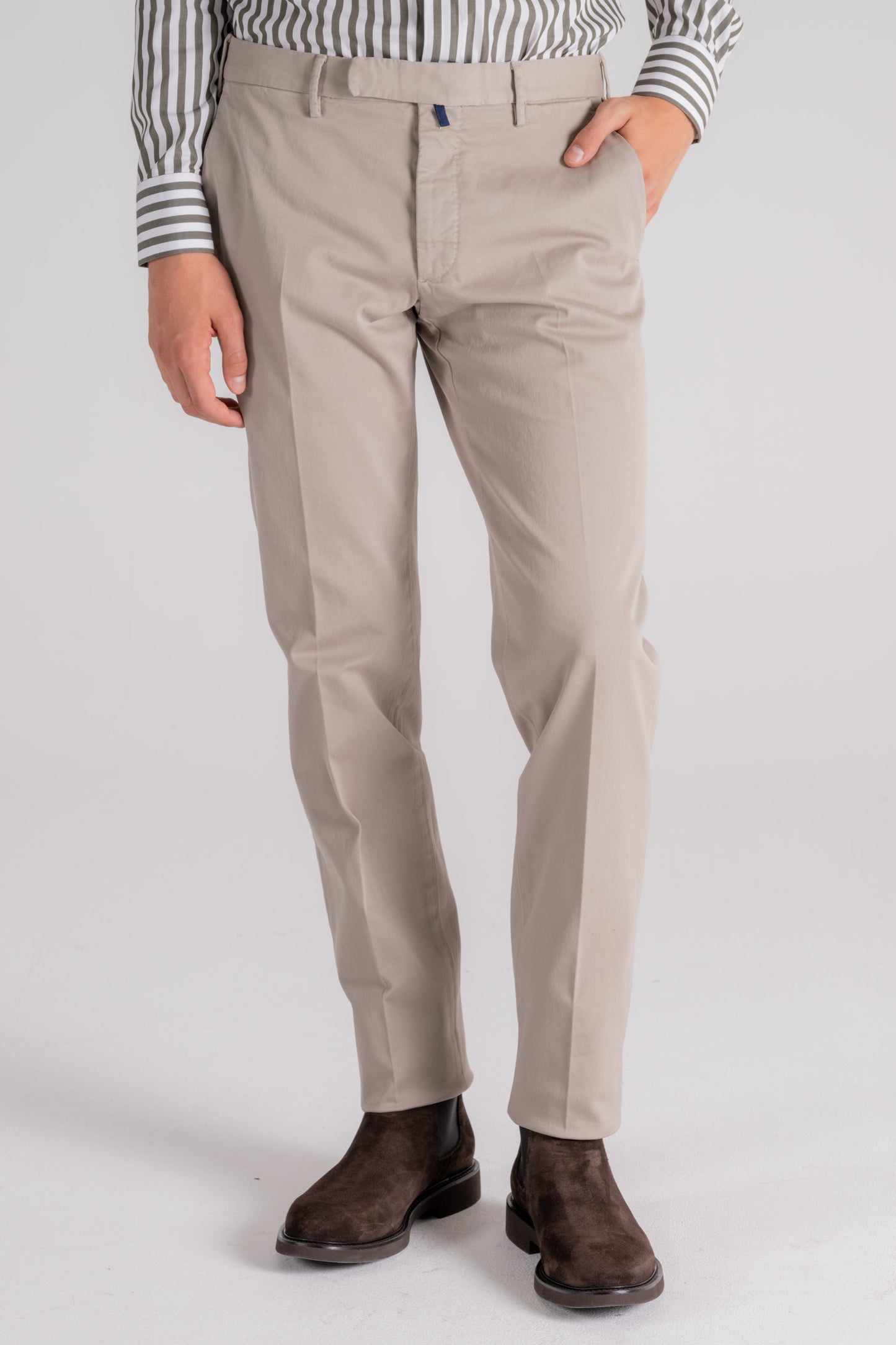  Incotex Trousers Cotton/elastane Blue Beige Uomo - 1