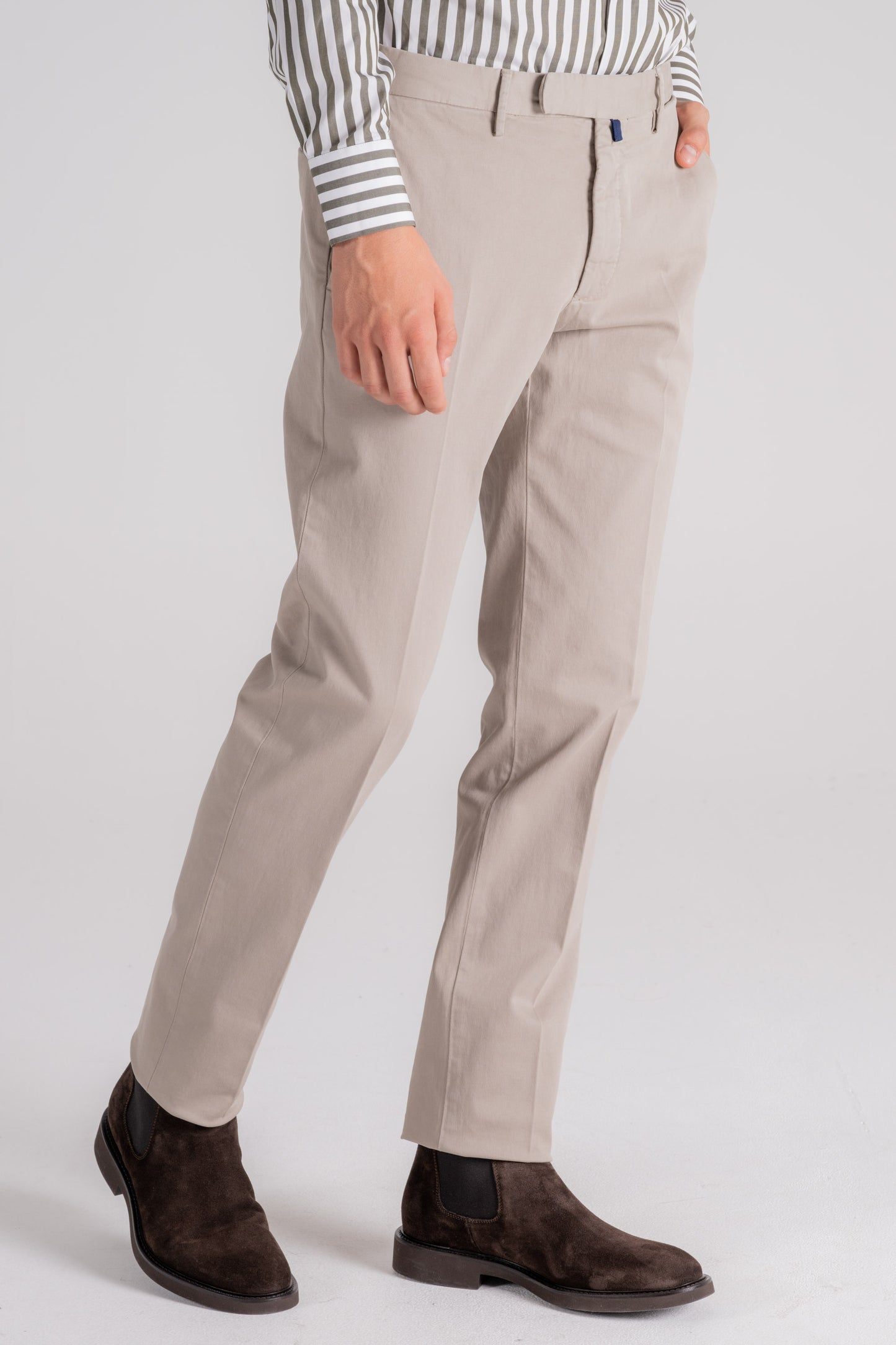  Incotex Trousers Cotton/elastane Blue Beige Uomo - 2