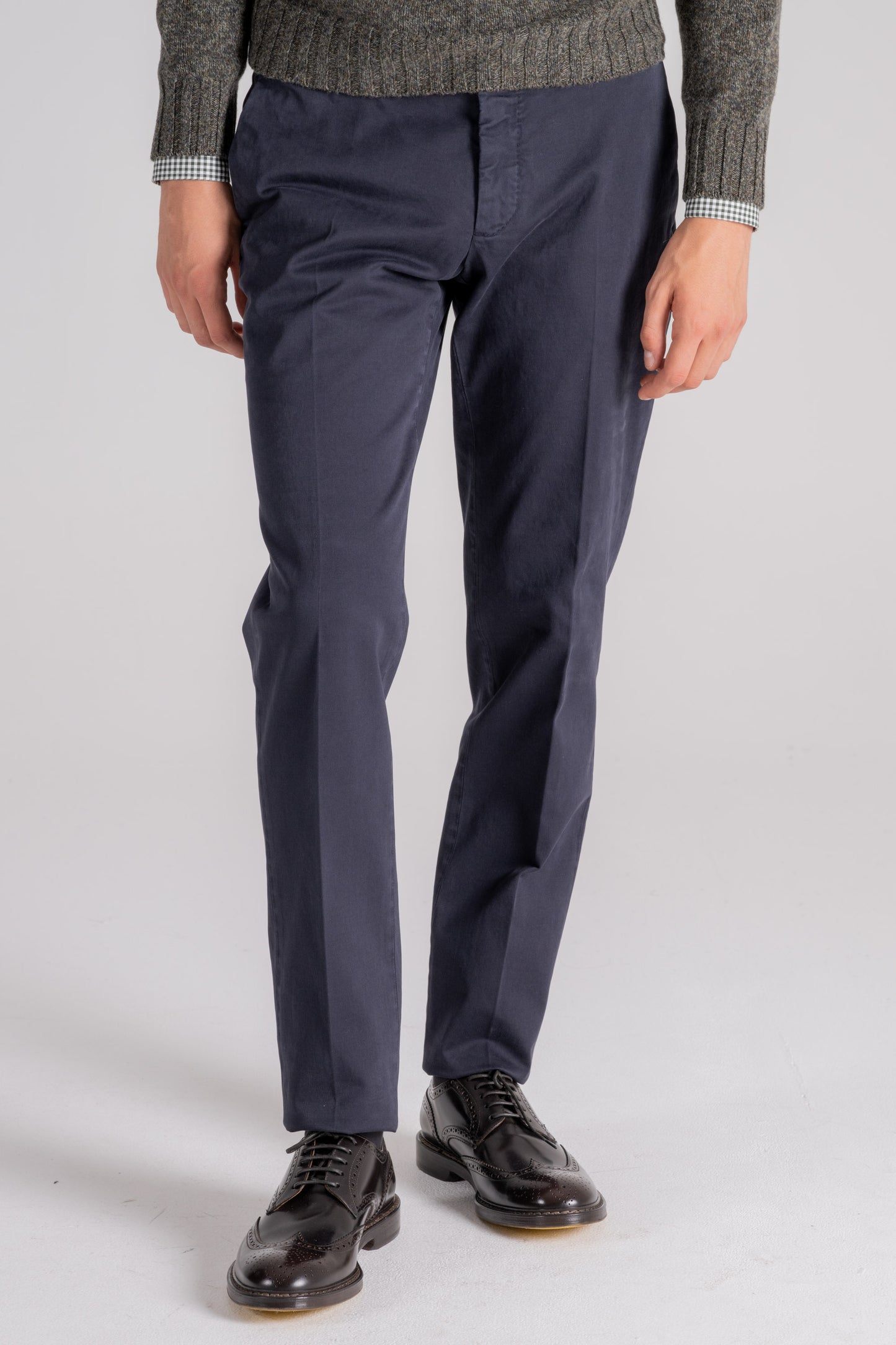  Incotex Blue Trousers In Cotton And Elastane Blu Uomo - 1