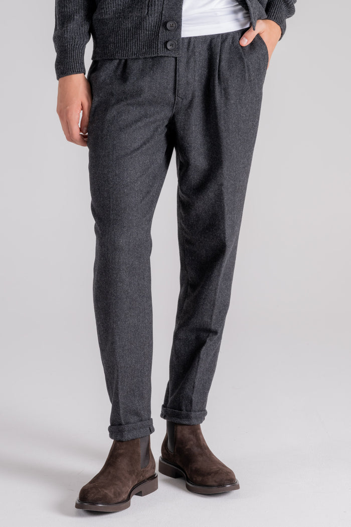  Incotex Slacks Trousers Wool/polyester Gray Grigio Uomo - 1