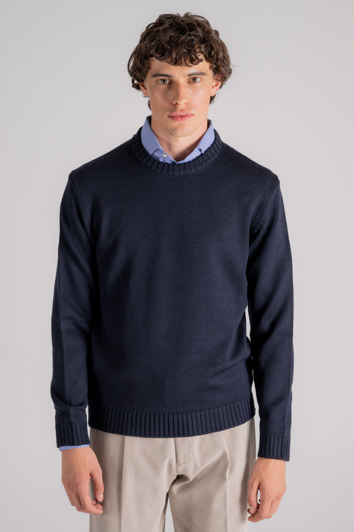 Zanone Crewneck Sweater 100% Virgin Wool Blue