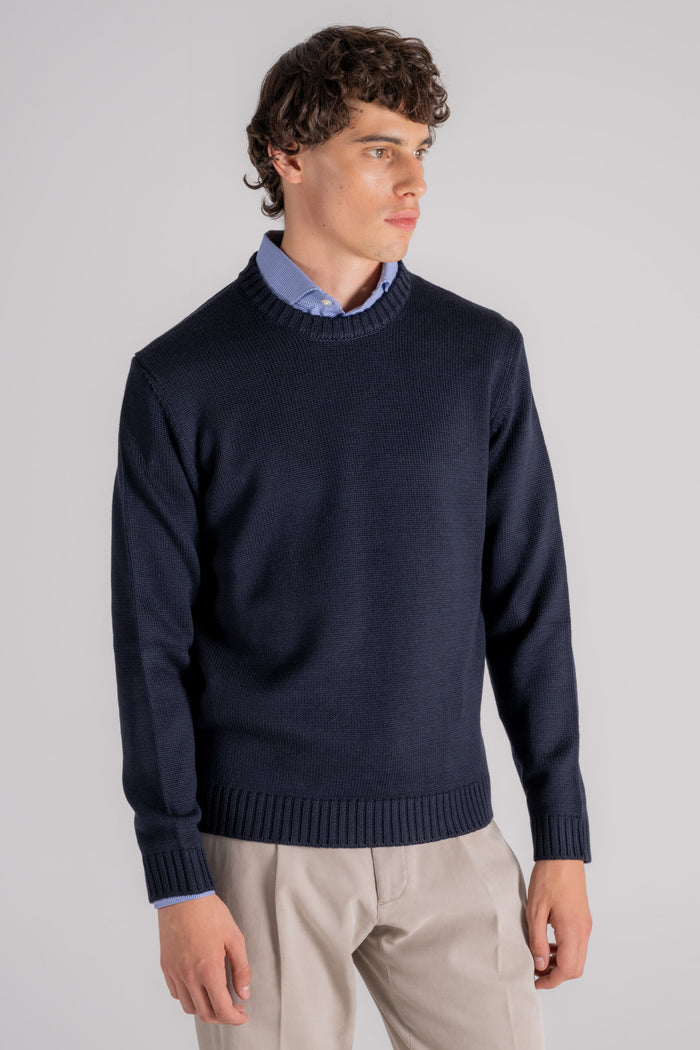 Zanone Crewneck Sweater 100% Virgin Wool Blue-2