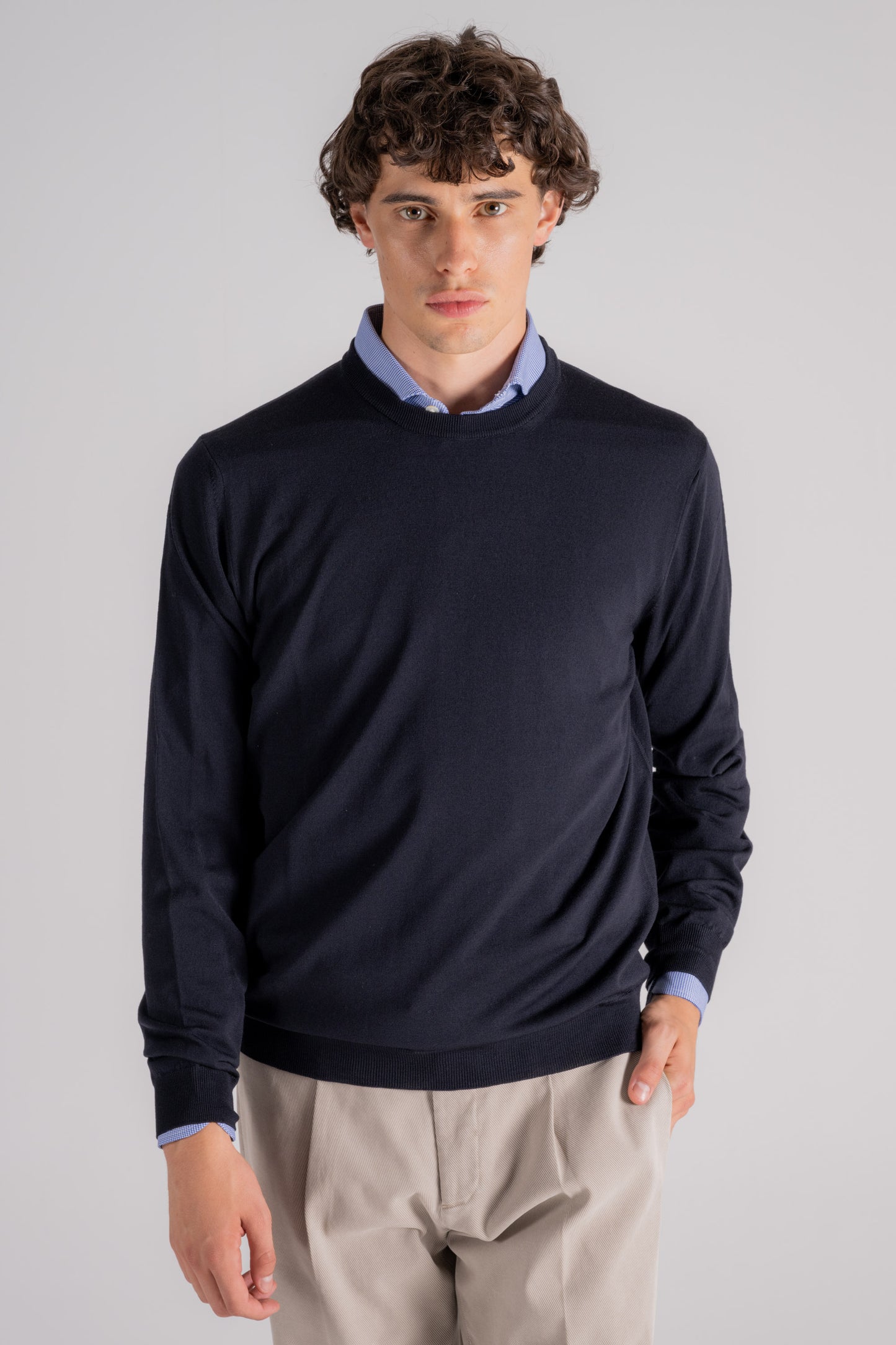  Zanone Crewneck Sweater Flex Wool Virgin Wool/polyamide Blue Blu Uomo - 1