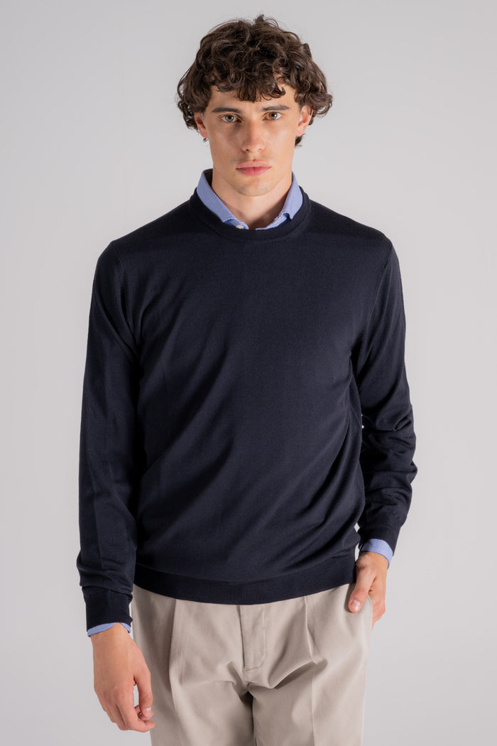 Zanone Crewneck Sweater Flex Wool Virgin Wool/Polyamide Blue