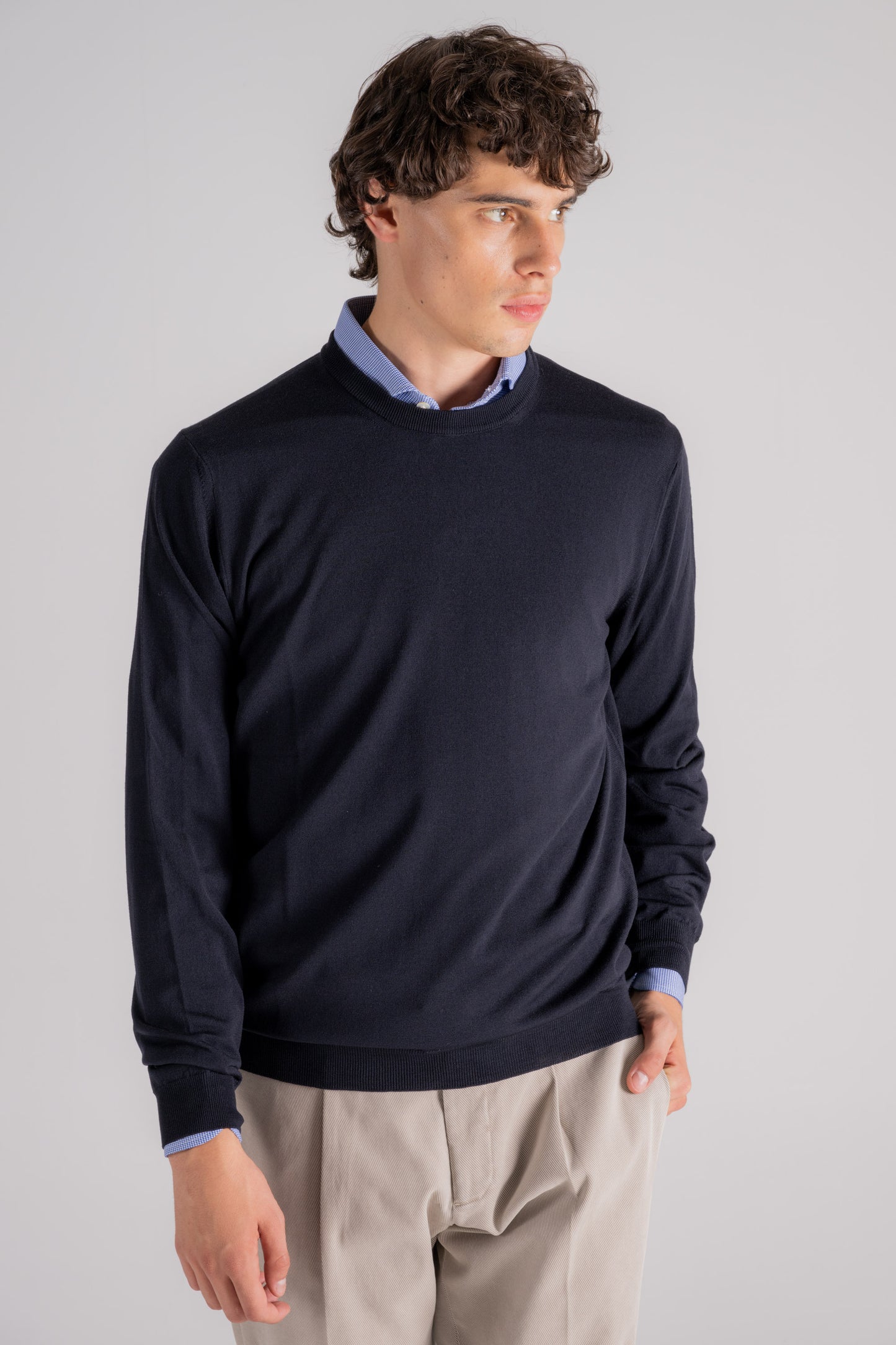  Zanone Crewneck Sweater Flex Wool Virgin Wool/polyamide Blue Blu Uomo - 2