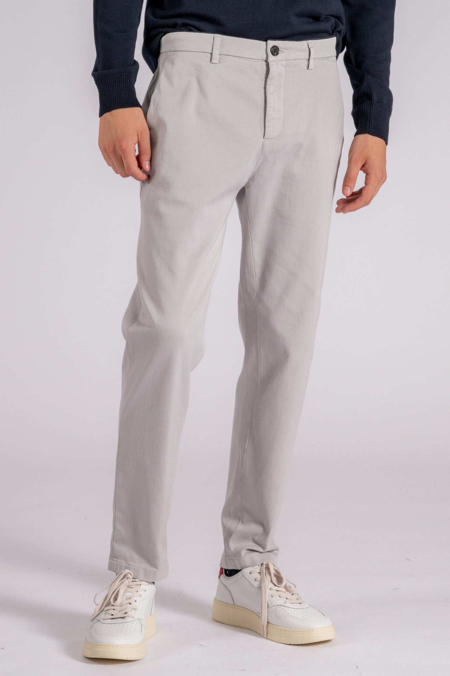  Department 5 Prince Chino Slim Crop Cotton/elastane Pants In Grey Grigio Uomo - 1