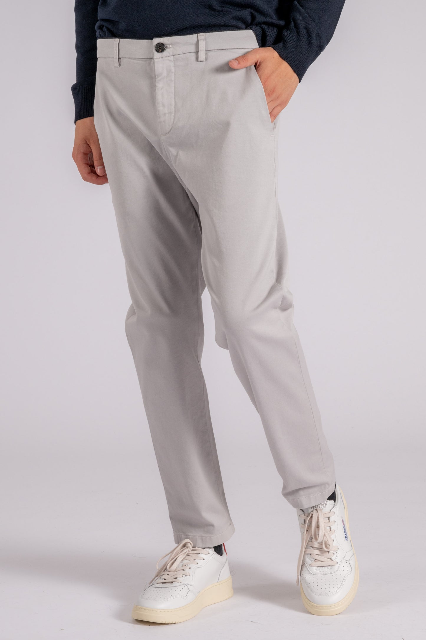  Department 5 Prince Chino Slim Crop Cotton/elastane Pants In Grey Grigio Uomo - 2