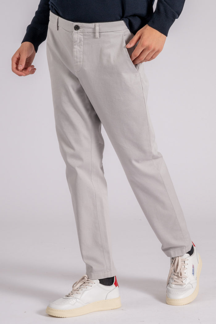  Department 5 Prince Chino Slim Crop Cotton/elastane Pants In Grey Grigio Uomo - 3